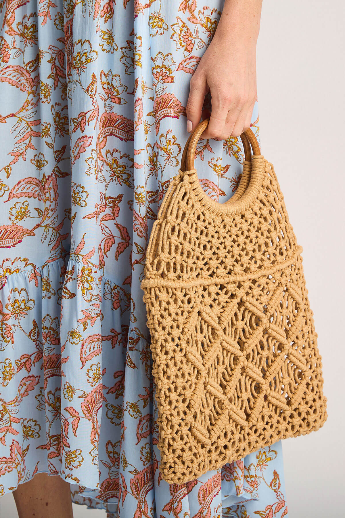 Bamboo Handle Crochet Bag