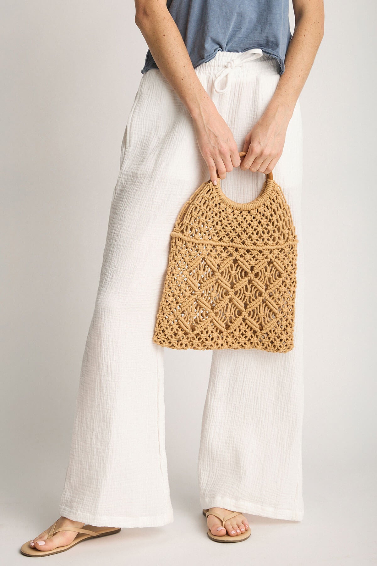 Bamboo Handle Crochet Bag