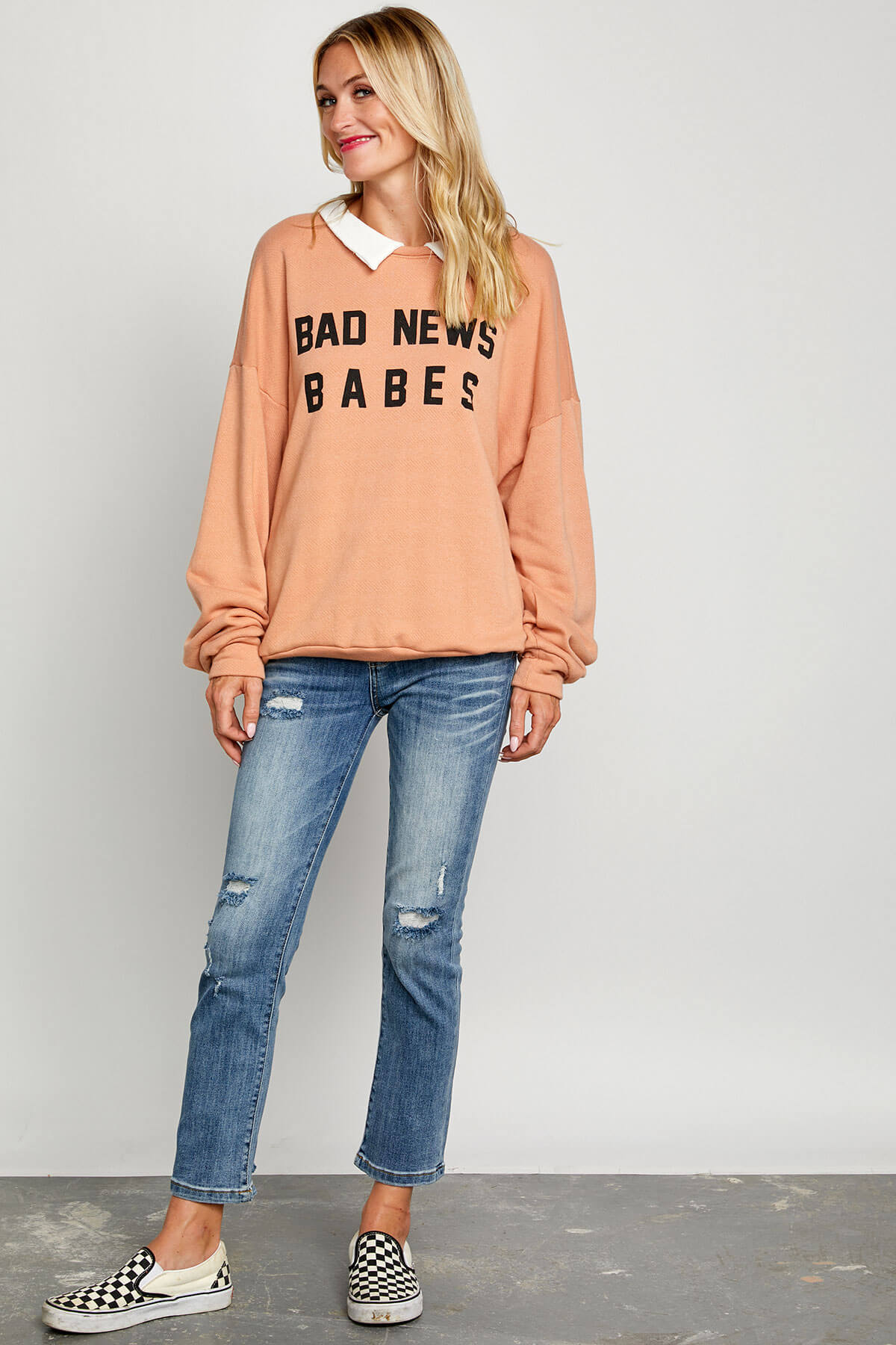 Bucketlist Bad News Babes Collared Sweatshirt
