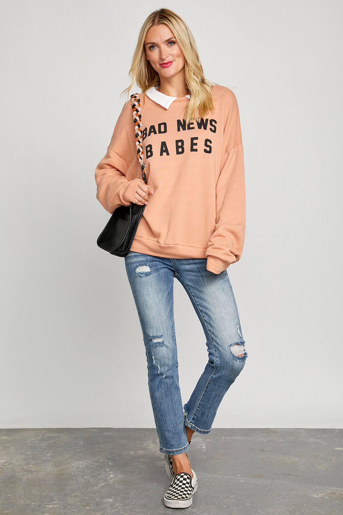 Bucketlist Bad News Babes Collared Sweatshirt