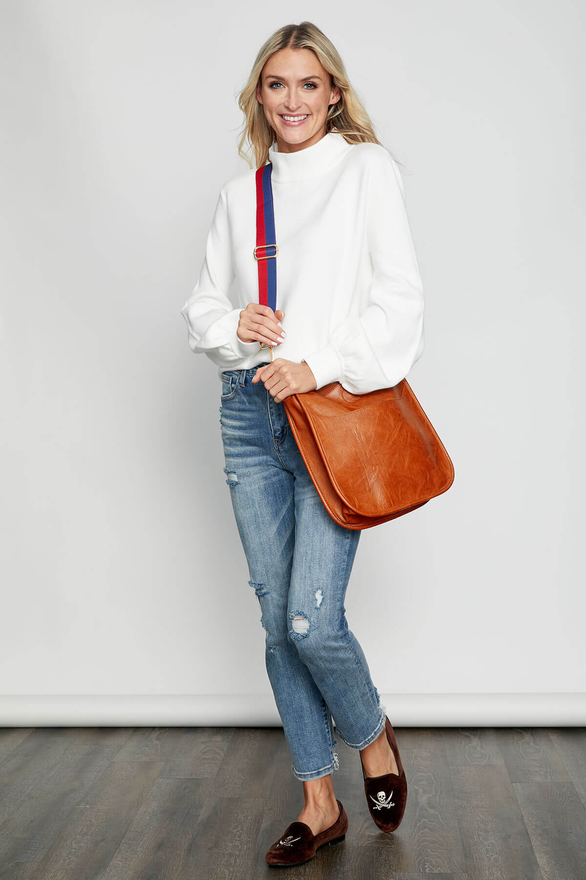 1.5" Wide Navy/Red Stripe Strap